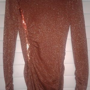 Party Glitter Dress w/Sequins, Size Medium, Copper Color
